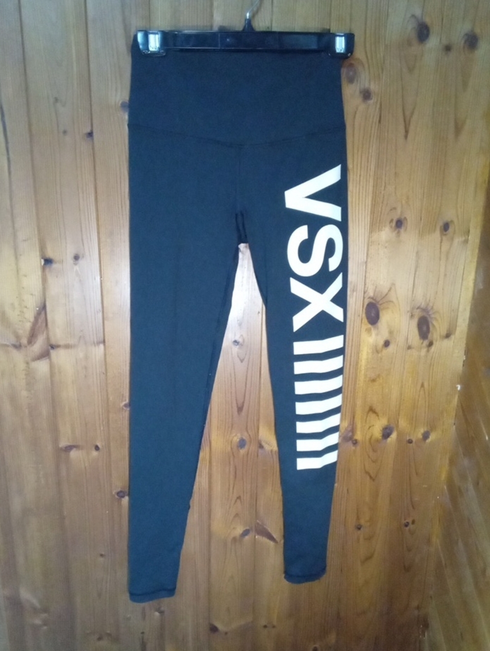 VSX Black High-Waist Leggings with White Side Logo